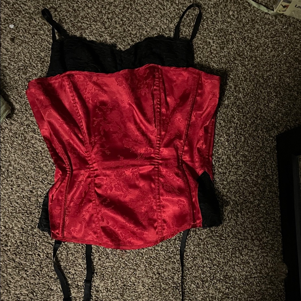 Red and Black Corset Top Fredricks Of Hollywood